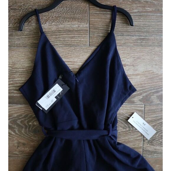 AX PARIS PA025 Women's Sz 18 US 14 Navy Blue Wide Leg Thigh Split Jumpsuit - Picture 4 of 11